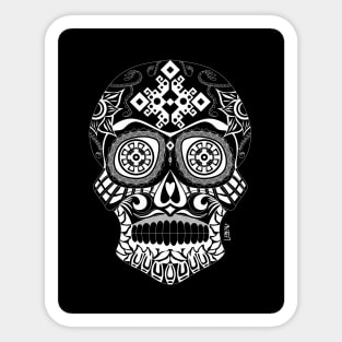 mexican skull in death with a smile ecopop in dark Sticker